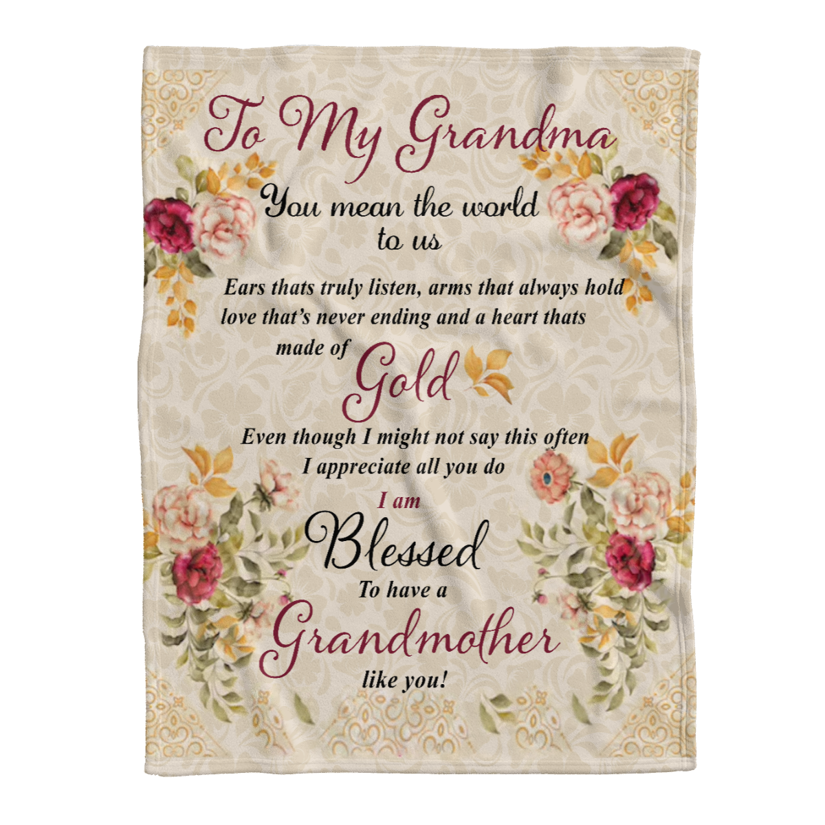 Gift For Grandma Blanket, To My Grandma You Mean The World To Us Floral Blanket 1638413116523.png