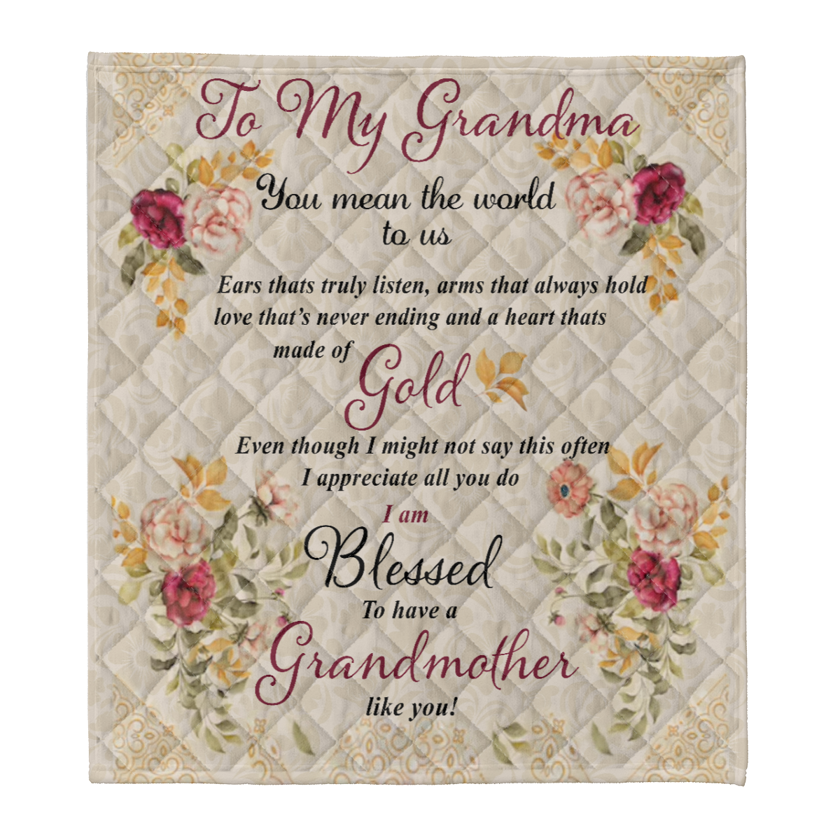 Gift For Grandma Blanket, To My Grandma You Mean The World To Us Floral Blanket 1638413120481.png