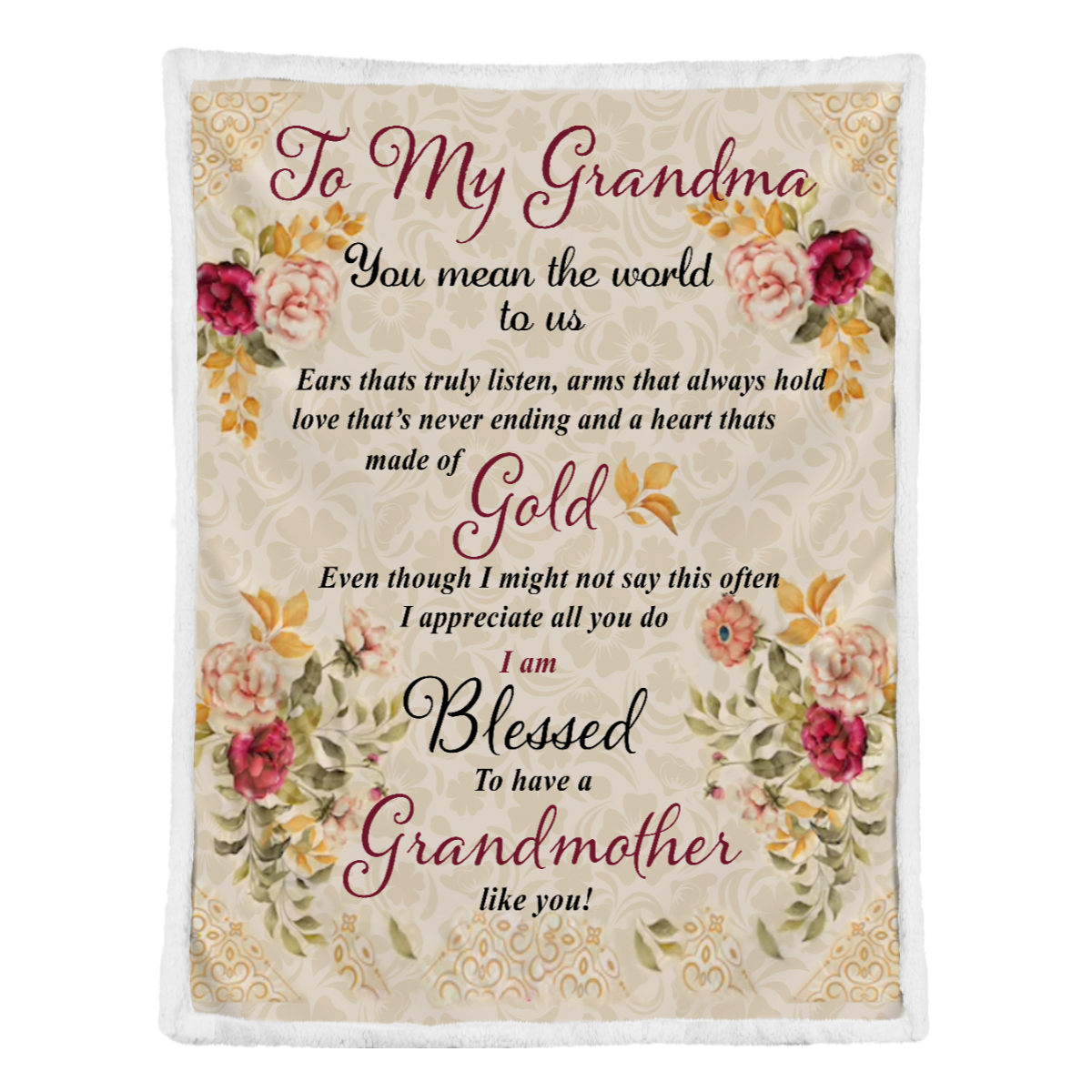 Gift For Grandma Blanket, To My Grandma You Mean The World To Us Floral Blanket 1638413124065.png