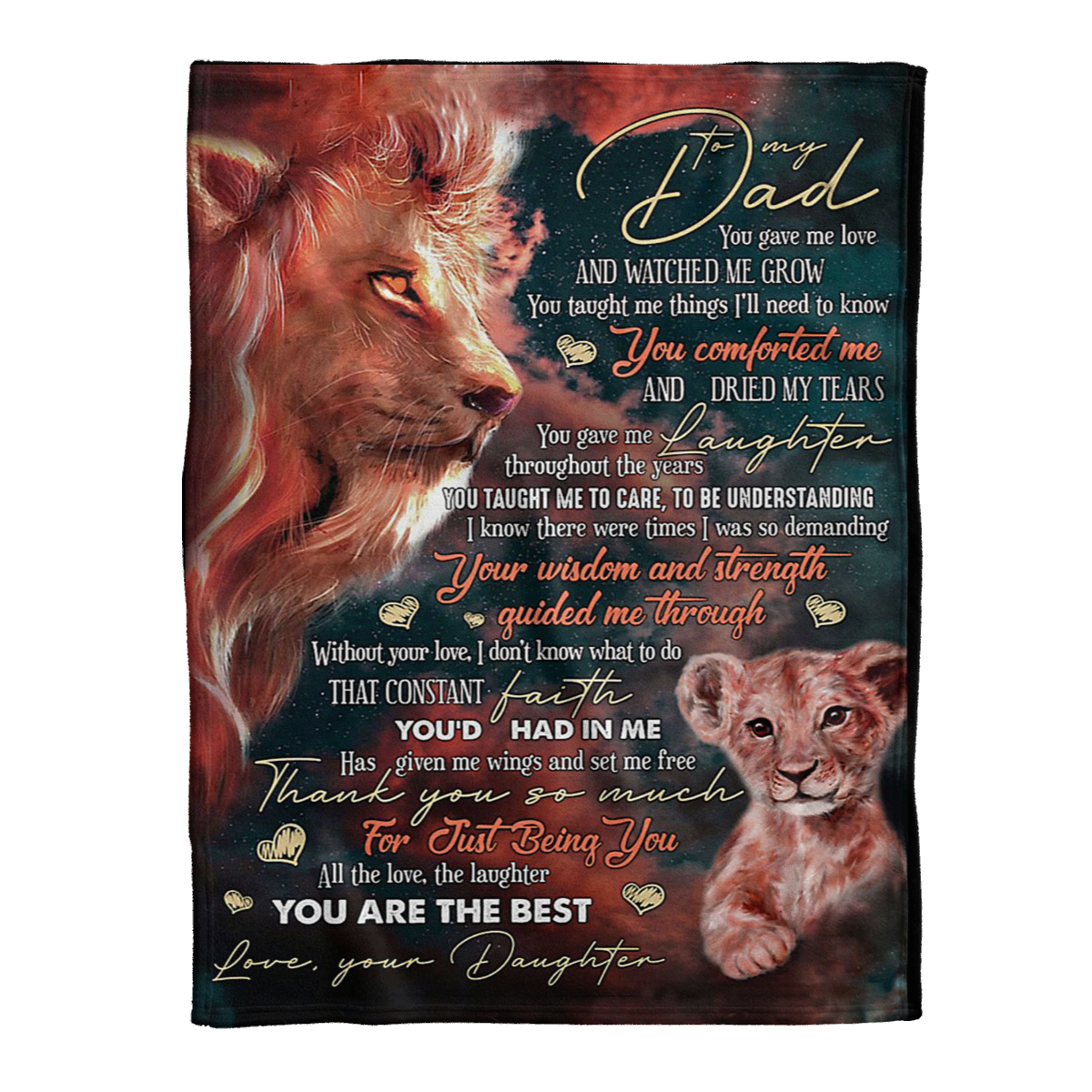 Gift For Father Blanket, Lion To My Dad All The Love The Laughter You Are The Best - Love From Daughter 1638413542692.png