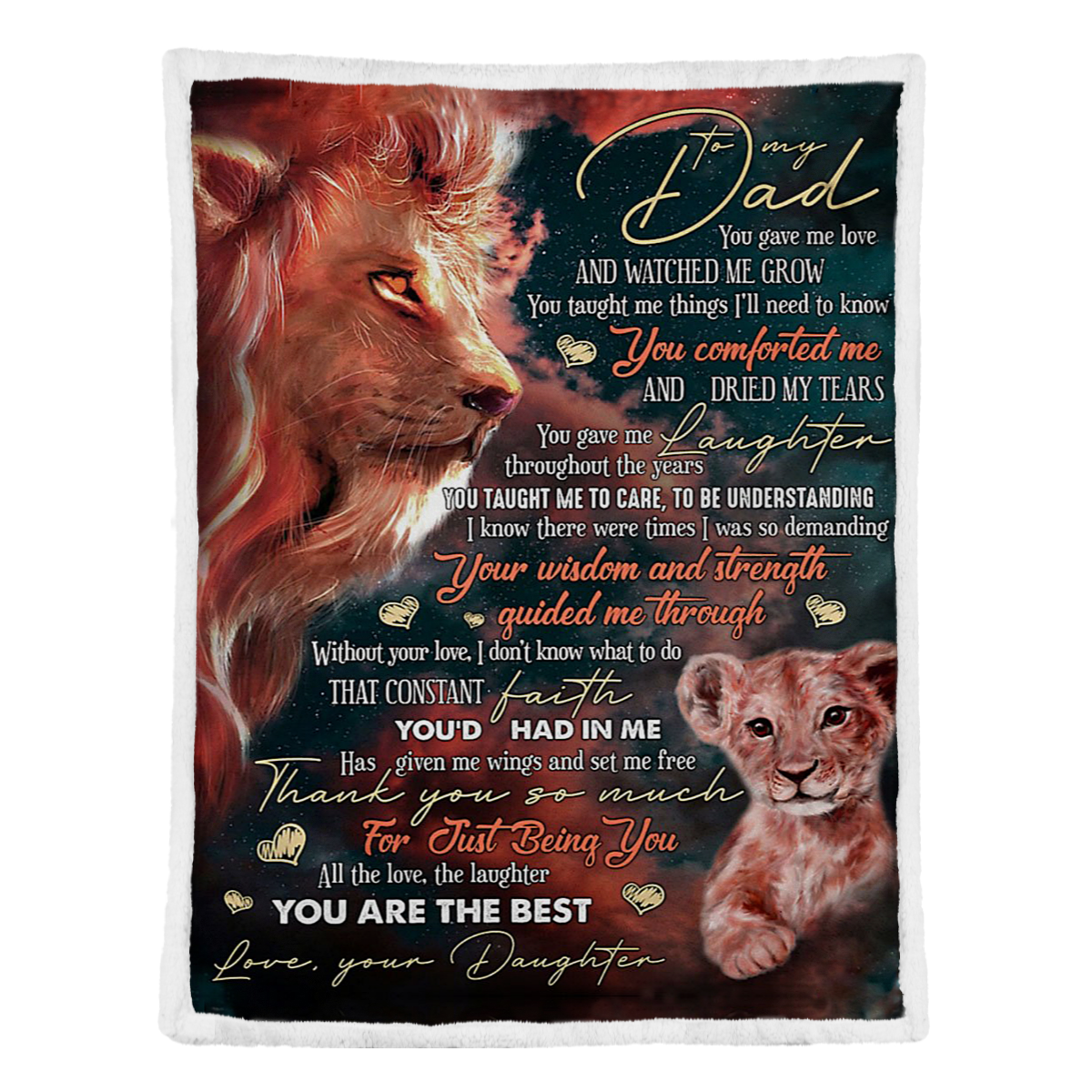 Gift For Father Blanket, Lion To My Dad All The Love The Laughter You Are The Best - Love From Daughter 1638413554487.png