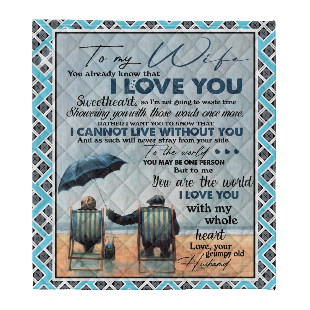 Gift For Wife Blanket, To My Wife Blanket, You Are The World, I Love You With My Whole Heart 1638416826585.png