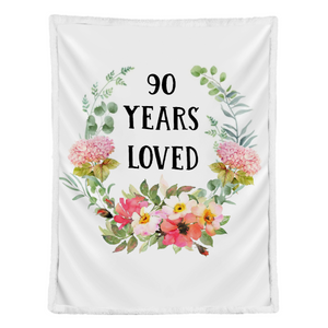 Gift For Grandma Blanket, 90 Years Loved Floral Blanket, Birthday Gift 1638420166341.png