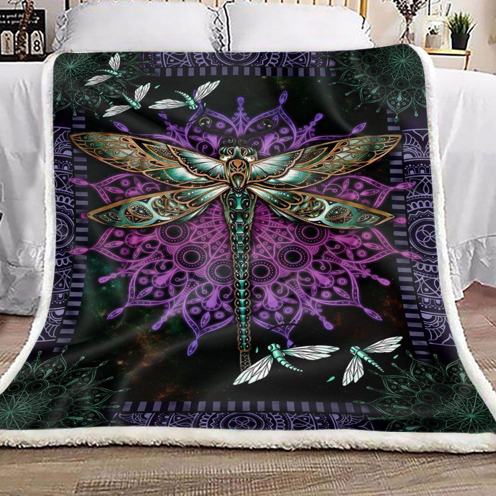 Purple Mandala Dragonfly,fleece Blanket,gift Idea For Dragonfly Lovers,gift For Friend,gift For Family Home Decor Bedding Couch Sofa Soft And Comfy Cozy 1638420202115.jpg