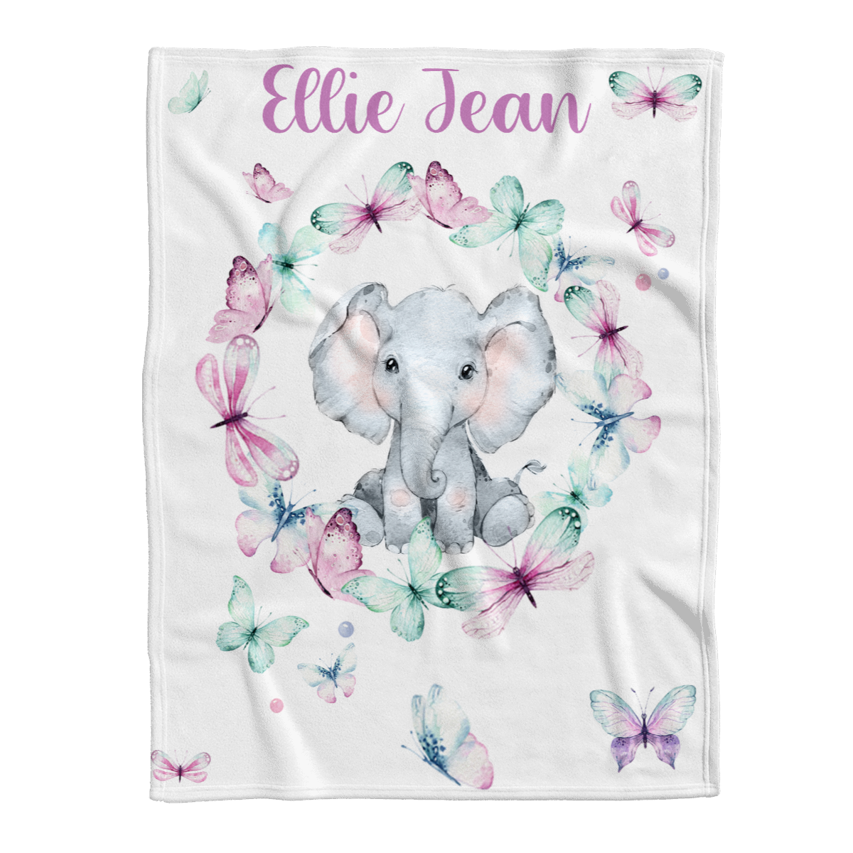 Personalized Baby Girl Blanket - Floral Blanket Girl - Elephant Baby Bedding -baby Shower Gift - Butterfly Baby Name Blanket- Custom Crib 1638427418732.png