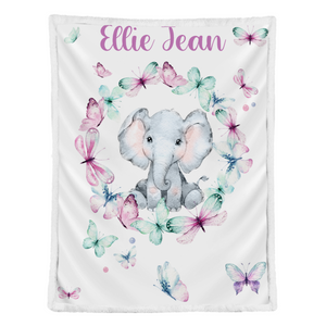 Personalized Baby Girl Blanket - Floral Blanket Girl - Elephant Baby Bedding -baby Shower Gift - Butterfly Baby Name Blanket- Custom Crib 1638427421172.png