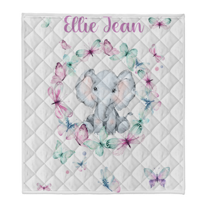 Personalized Baby Girl Blanket - Floral Blanket Girl - Elephant Baby Bedding -baby Shower Gift - Butterfly Baby Name Blanket- Custom Crib 1638427423711.png