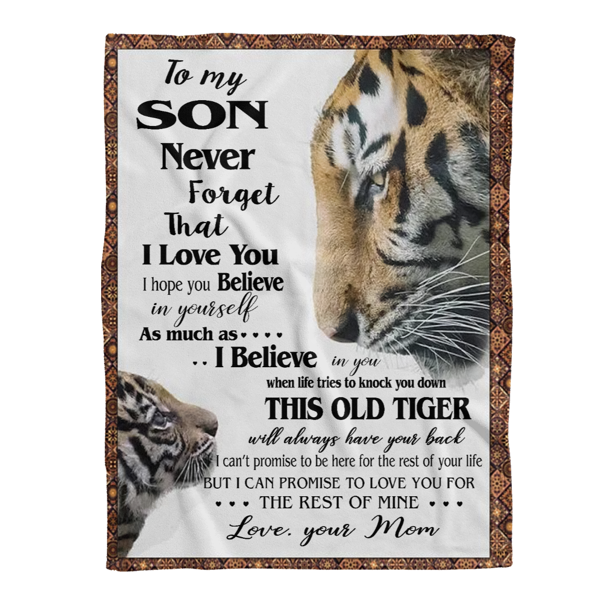 Gift For Son Blanket, To My Son Never Forget That I Love You Mom Tigers - Love From Mom 1638427843354.png