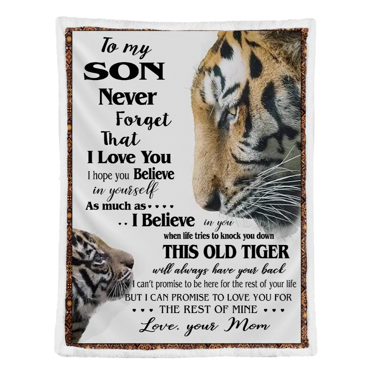 Gift For Son Blanket, To My Son Never Forget That I Love You Mom Tigers - Love From Mom 1638427864151.png