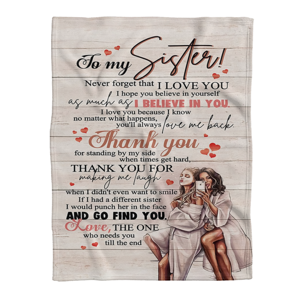 Gift For Sister Blanket, To My Sister Thank You For Standing By My Side When Time Get Hard 1638428370861.png