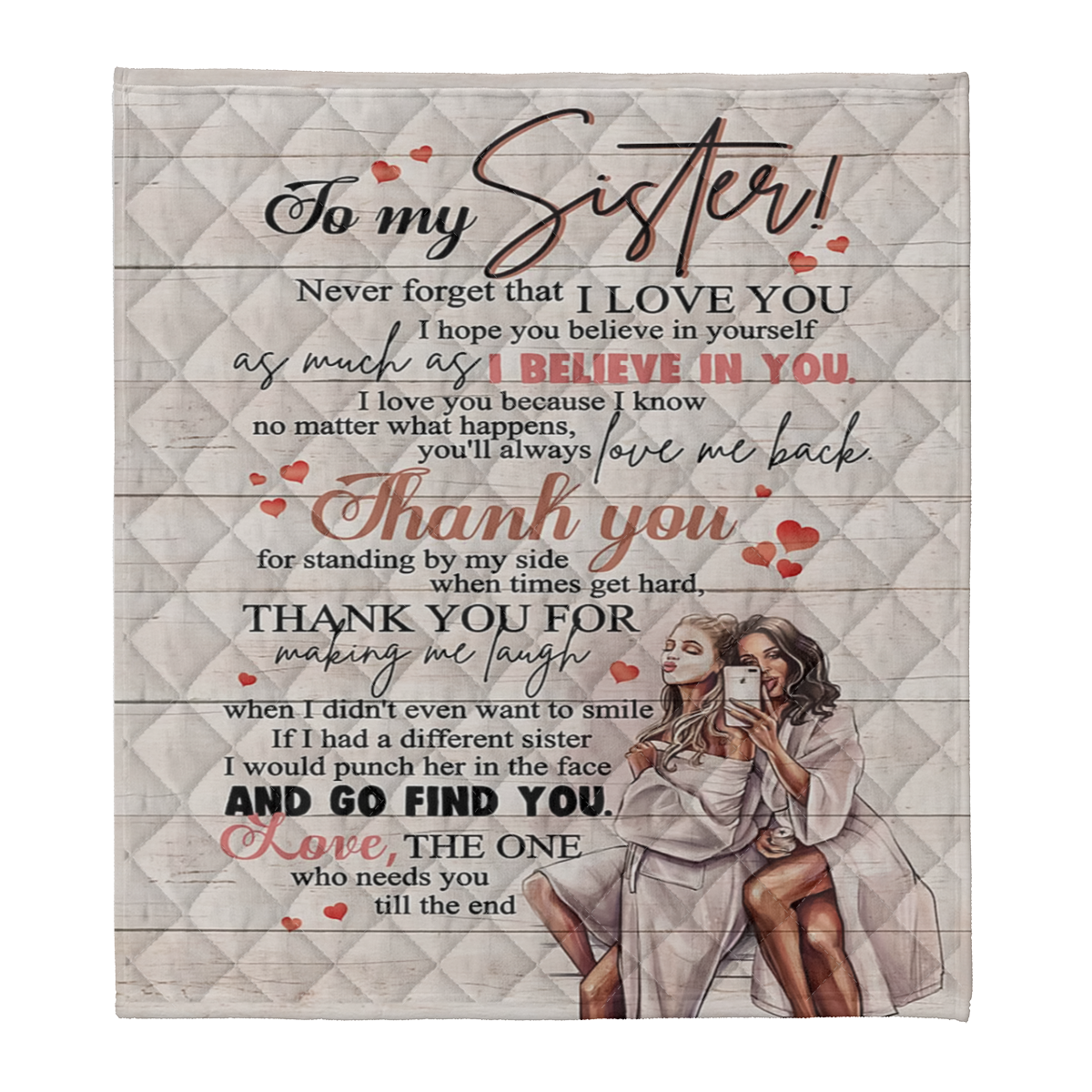 Gift For Sister Blanket, To My Sister Thank You For Standing By My Side When Time Get Hard 1638428374684.png