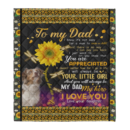 Gift For Father Blanket, Australian Shepherd To My Dad My Dad My Hero I Love You - Love From Daughter 1638429265344.png