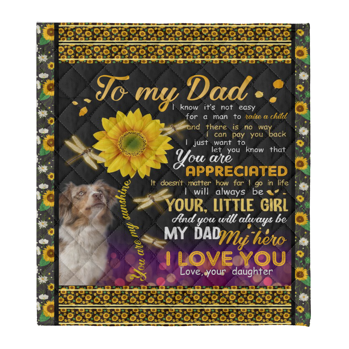 Gift For Father Blanket, Australian Shepherd To My Dad My Dad My Hero I Love You - Love From Daughter 1638429265344.png