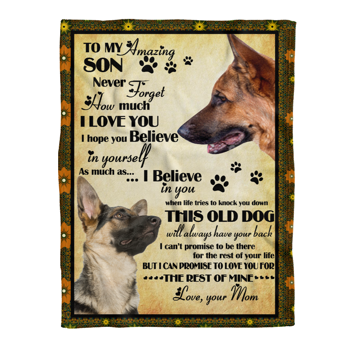 Gift For Son Blanket, German Shepherd To My Son Believer In Yourself - Love From Mom 1638431333432.png