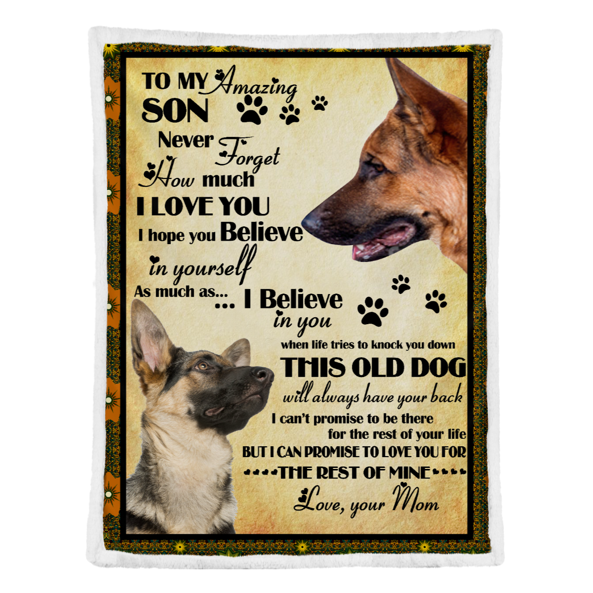 Gift For Son Blanket, German Shepherd To My Son Believer In Yourself - Love From Mom 1638431341257.png