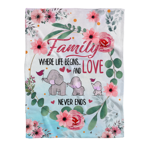 Elephant Family Love Never End Fleece Blanket 1638435225146.png