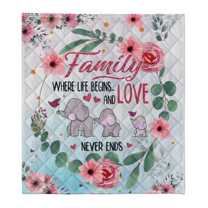 Elephant Family Love Never End Fleece Blanket 1638435228901.png
