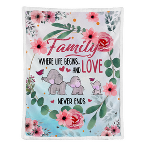 Elephant Family Love Never End Fleece Blanket 1638435232462.png