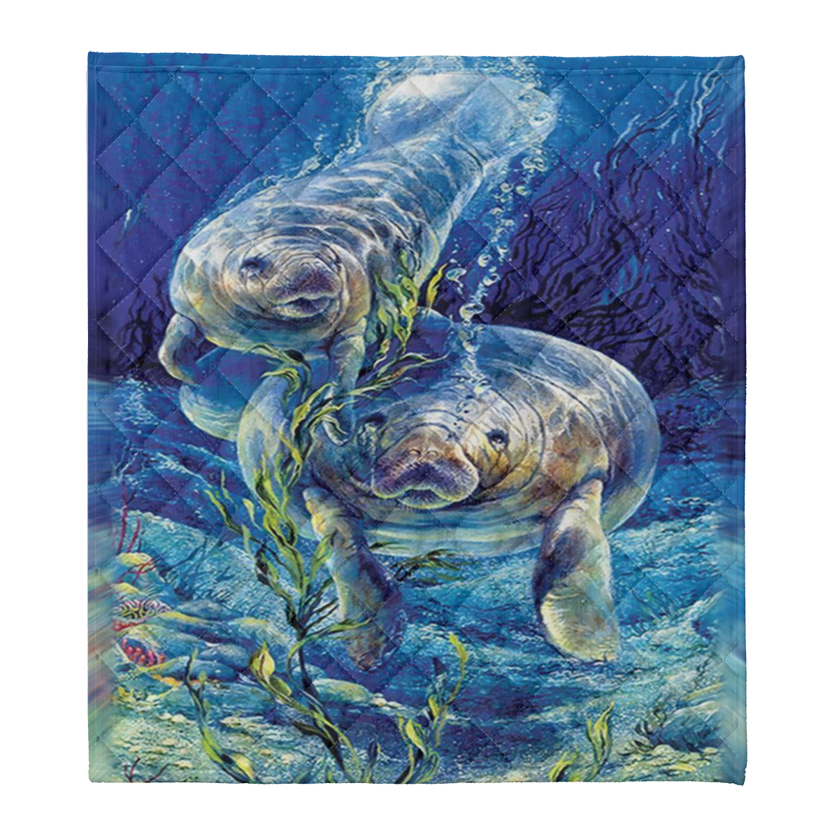 Two Manatees Sea Fleece Blanket 1638440493432.png