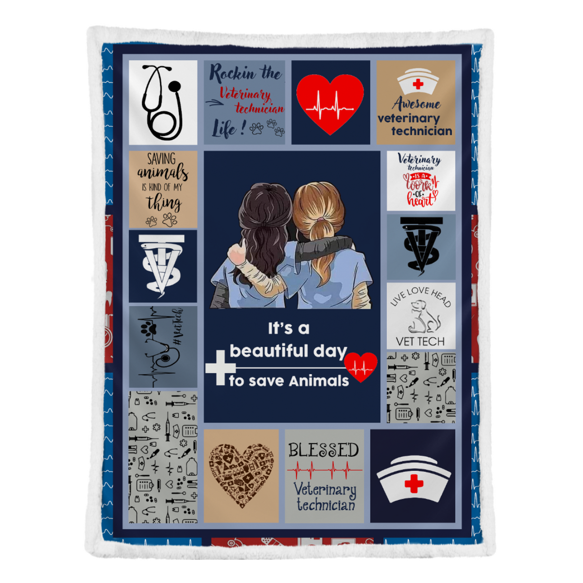 Veterinarian Blanket, Veterinary Tech Save Animals, It's A Beautiful Day To Save Animals 1638766404100.png