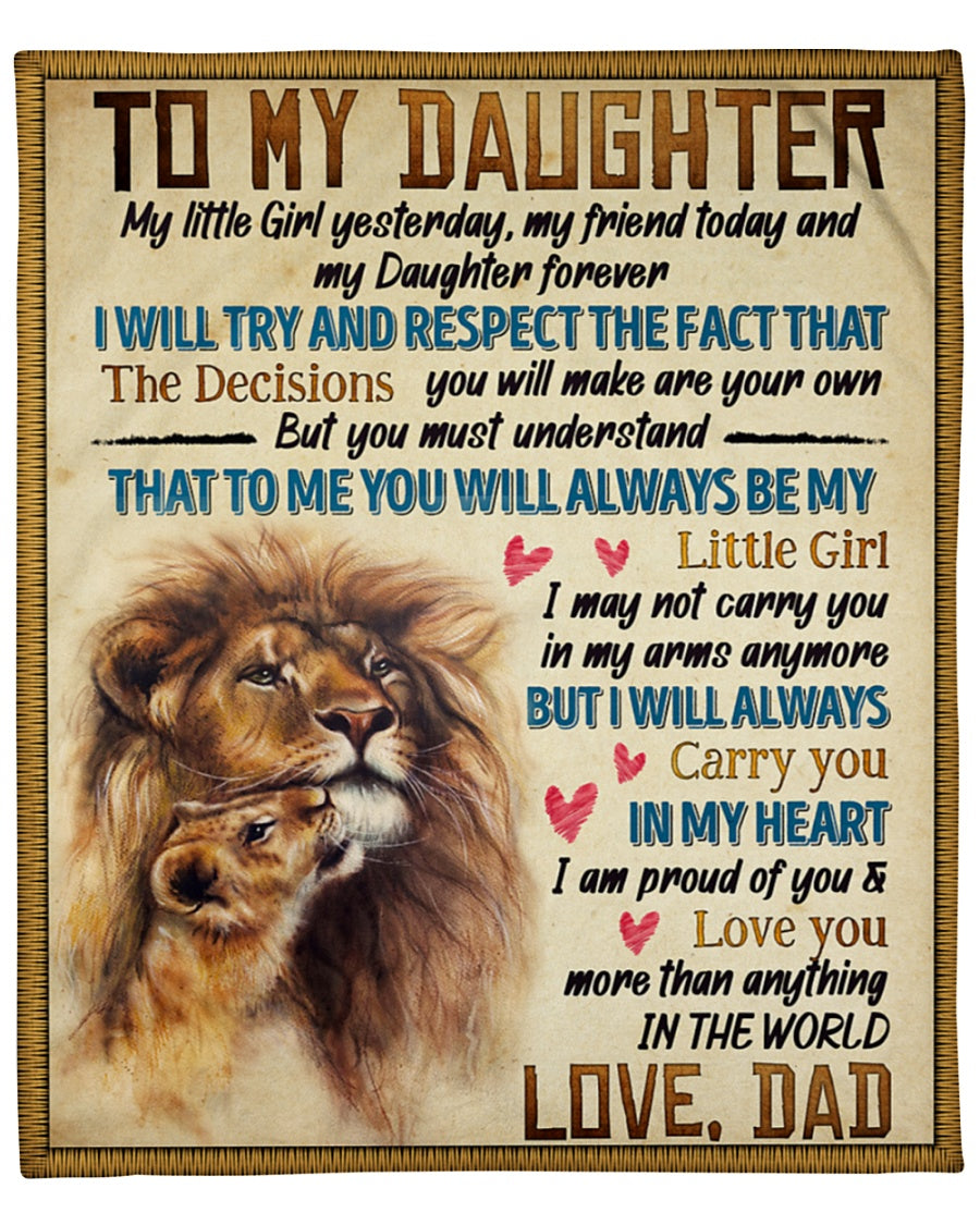 To My Daughter, You Will Always Be My Little Girl, Lion Dad And Daughter Fleece Blanket For Family Home Decor Bedding Couch Sofa Soft And Comfy Cozy 1638773250098.jpg