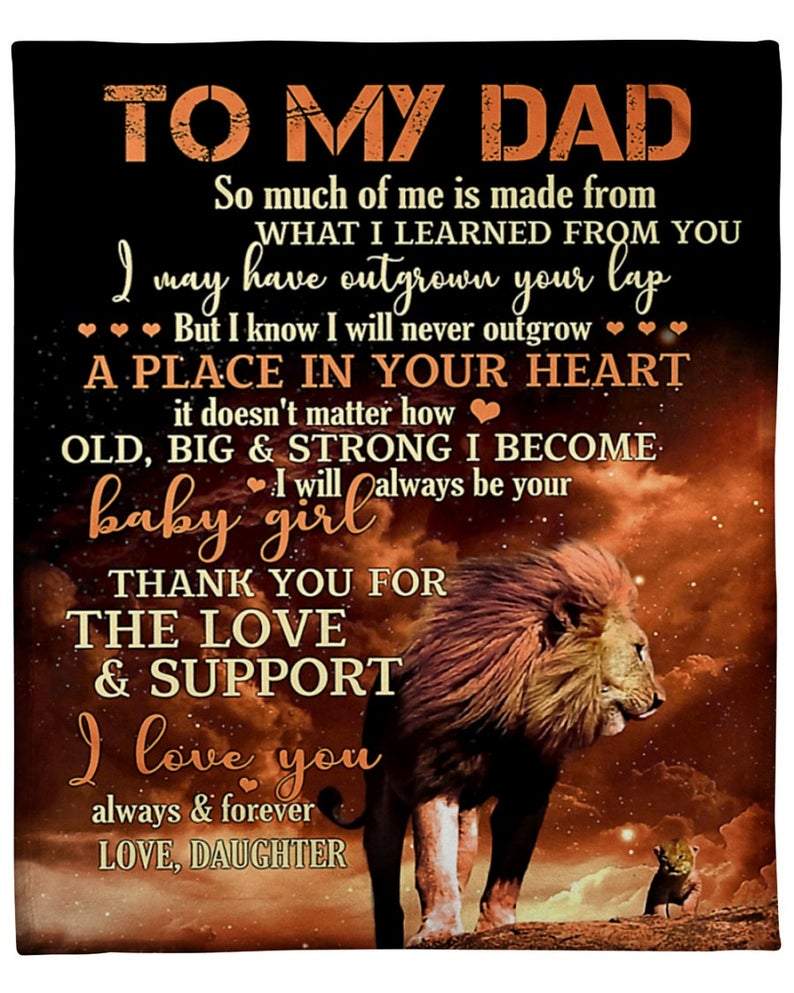 To My Dad, Thank You For The Love & Support, Lion Fleece Blanket Gift For Father For Birthday Home Decor Bedding Couch Sofa Soft And Comfy Cozy 1638950166366.jpg