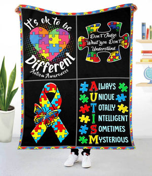 Autism It's Ok To Be Different Blanket Gift For Loved Family Friend Birthday Gift Home Decor Bedding Couch Sofa Soft And Comfy Cozy 1639120244146.jpg