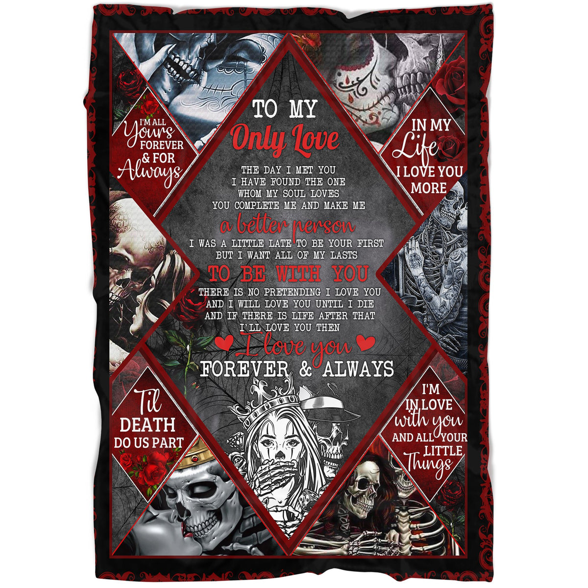 Best Valentine Gift For Girlfriend, Couple Skeleton Blanket - To My Only Love Gift For Couple Valentine's Day Home Decor Bedding Couch Sofa Soft And Comfy Cozy 1639382901652.jpg
