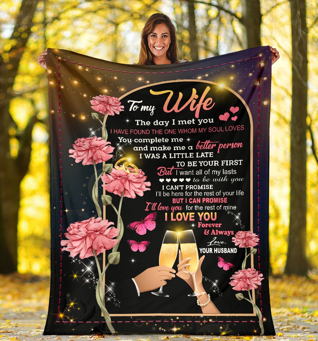 To My Wife I Love You Forever And Always Fleece Blanket Gift From Husband To Wife Home Decor Bedding Couch Sofa Soft And Comfy Cozy 1639383893617.jpg
