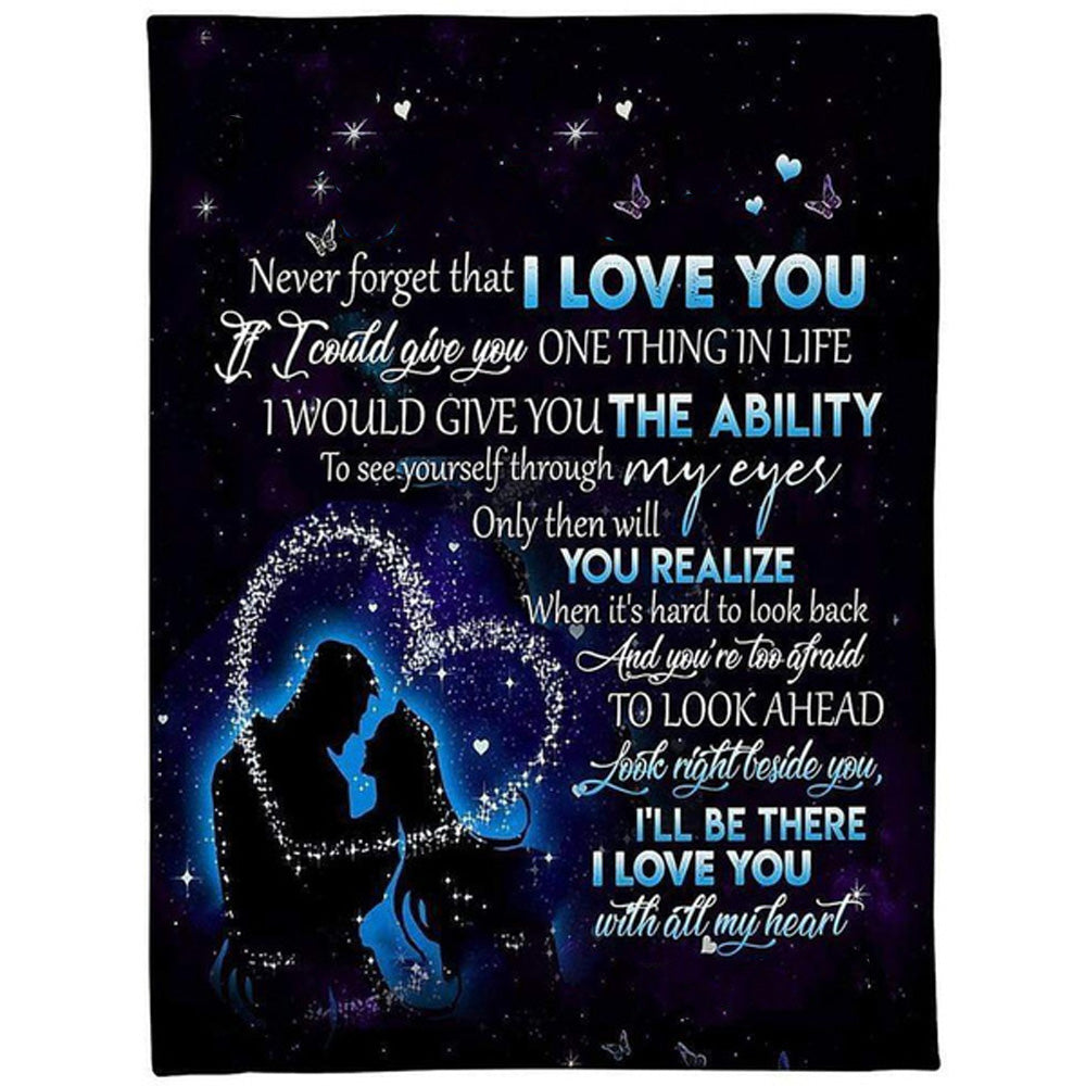 Shadow Couple And Galaxy Night - Look Ahead Fleece Blanket Home Decor Bedding Couch Sofa Soft And Comfy Cozy 1639642351061.jpg