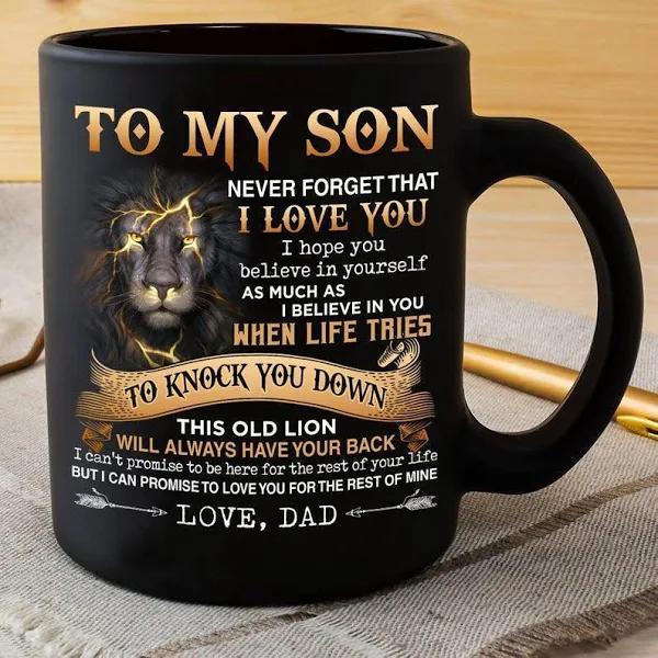 To My Son Never Forget That, Lion To My Son Black Ceramic Coffee Mugs 1639728197448.jpg