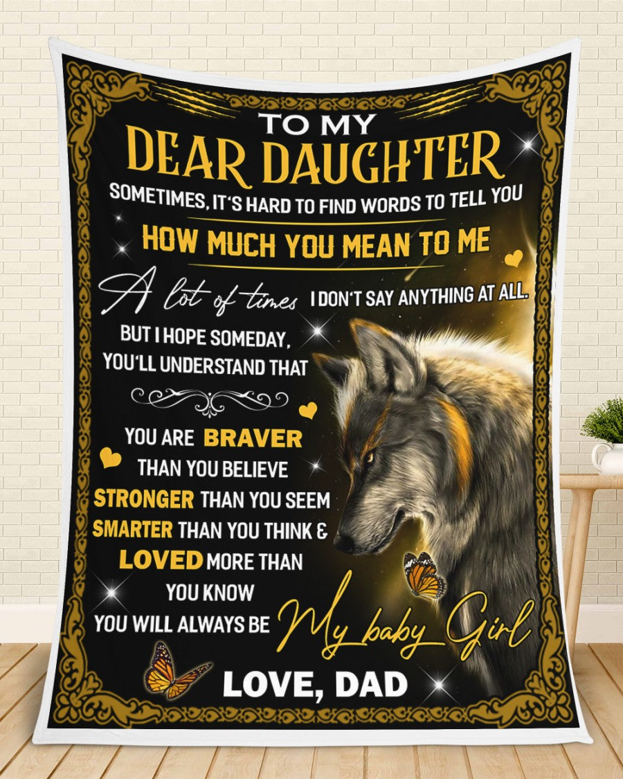 To My Dear Daughter How Much You Mean To Me, Love Wolf Dad Blanket Gift For Daughter Birthday Gift Home Decor Bedding Couch Sofa Soft And Comfy Cozy 1639994878456.jpg