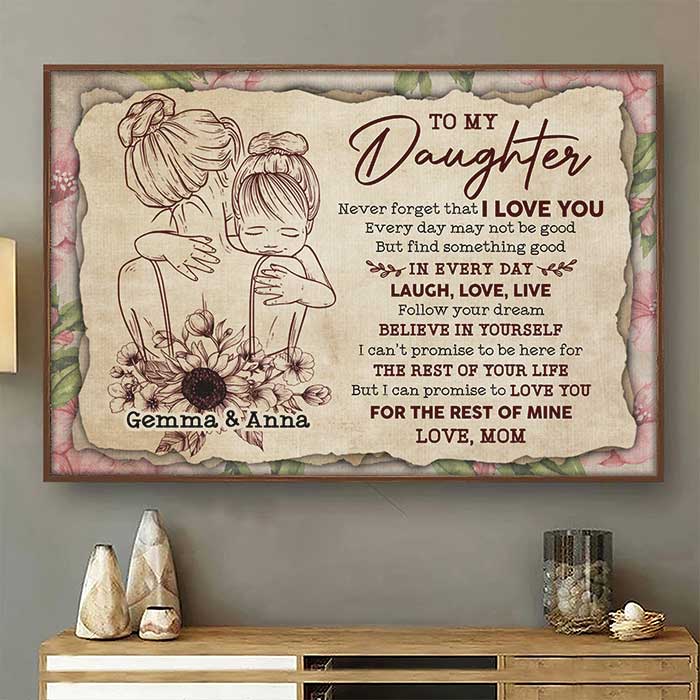 To My Daughter I Can Promise To Love You For The Rest Of My Life Landscape Canvas Gift For Daughter From Mom Birthday Gift Home Decor Wall Art Visual Art 1640076623612.jpg