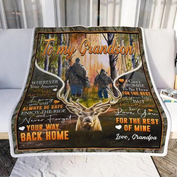 To My Grandson. Never Forget Your Way Back Home. Deer Sofa Throw Blanket  1640245395732.jpg