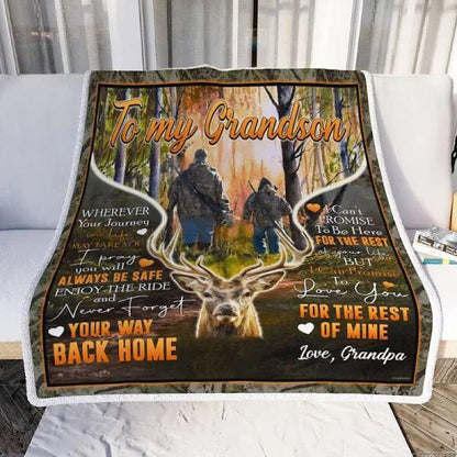 To My Grandson. Never Forget Your Way Back Home. Deer Sofa Throw Blanket  1640245395732.jpg
