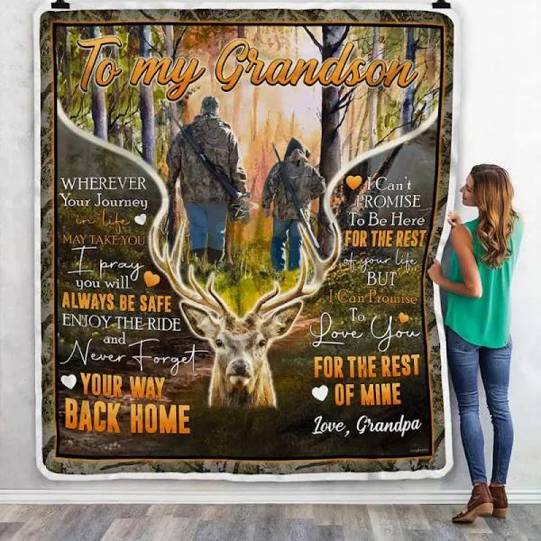 To My Grandson. Never Forget Your Way Back Home. Deer Sofa Throw Blanket  1640245396073.jpg