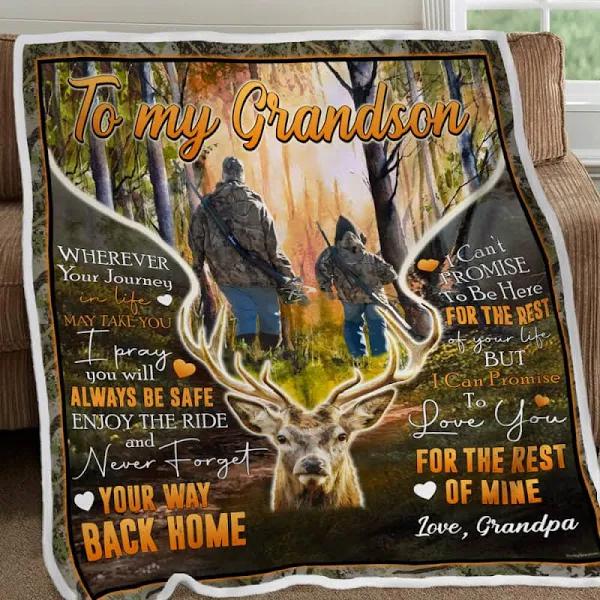 To My Grandson. Never Forget Your Way Back Home. Deer Sofa Throw Blanket  1640245397216.jpg