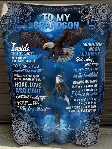 To My Grandson There Is A Piece Of My Heart Eagle Blanket 1640245627510.jpg