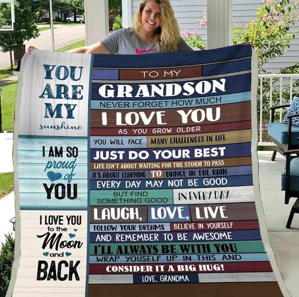 To My Grandson Never Forget How Much I Love You, For Grandson Birthday Blanket 1640245631111.jpg