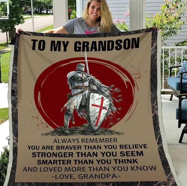  To My Grandson Always Remember You Are Braver Than You Believe Blanket 1640245634952.jpg