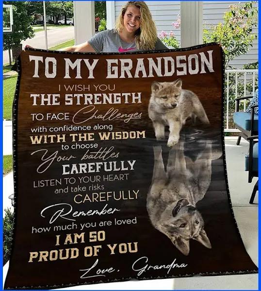 Wolf To My Grandson Blanket For Grandson  1640246515760.jpg