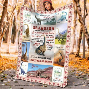 To My Grandson Dinosaur Blanket From Grandma I'll Be Hugging You Great For Birthday Christmas Thanksgiving 1640246708569.jpg