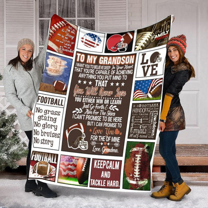 To My Grandson Football Blanket, Mink Blankets, For Grandson 1640247218631.jpg