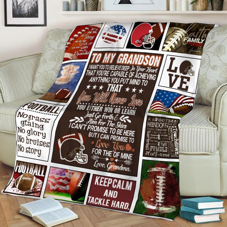 To My Grandson Football Blanket, Mink Blankets, For Grandson 1640247220075.jpg