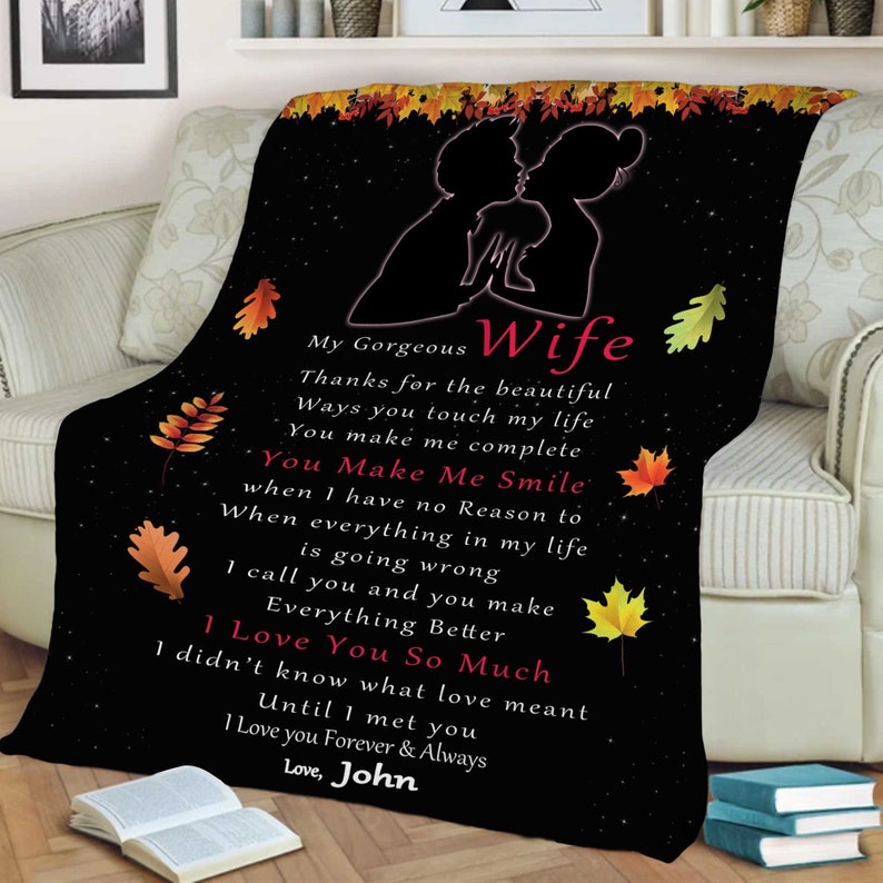 To My Wife Personal Blankets With Names-birthday Valentines Gift For Wife-my Gorgeous Wife Thanks For The Beautiful For Wife 1641202012900.jpg