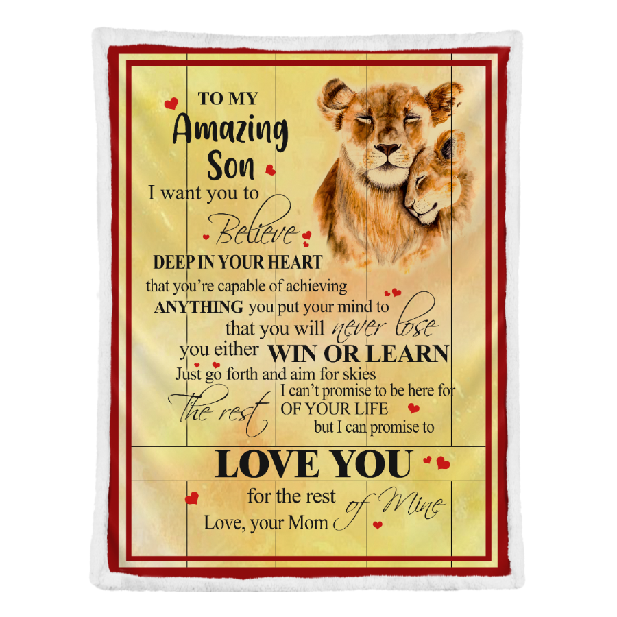 Gift For Son Blanket, To My Amazing Son Lion 1641285224754.png