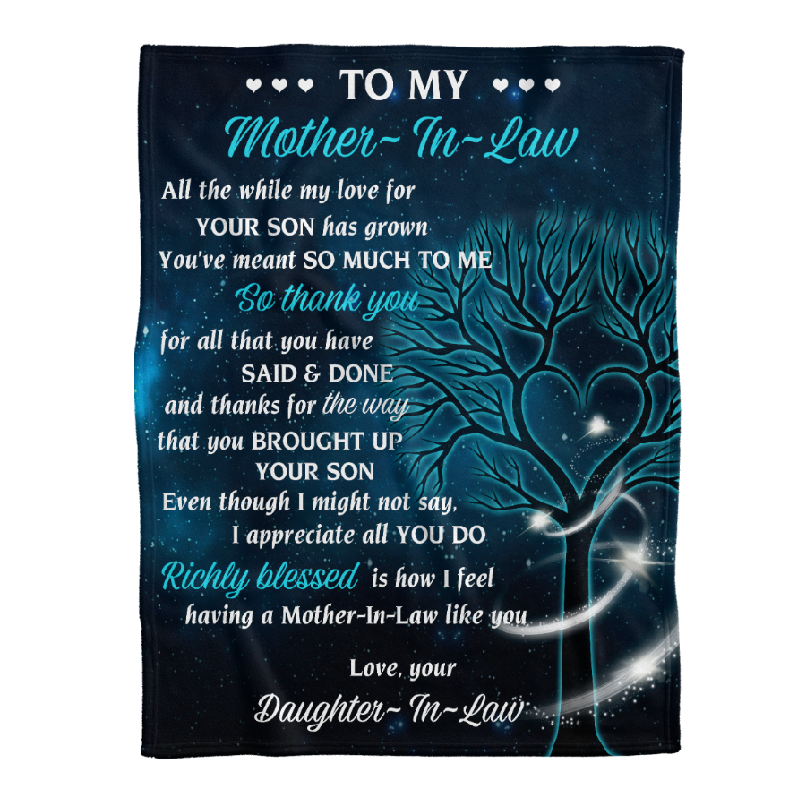 Gift For Mother Blanket, To My Mother In Law All The While My Love For Your Son 1641287041902.png