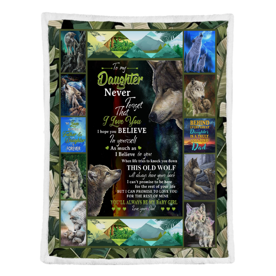 Gift For Daughter Blanket, To My Daughter This Old Wolf Will Always Have Your Back - Love From Dad 1641291702964.png