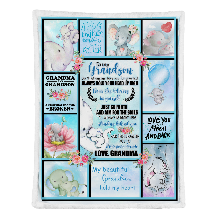 Gift For Grandson, Elephant To My Grandson Never Stop Believing In Yourself - Love From Grandma 1641351003731.png