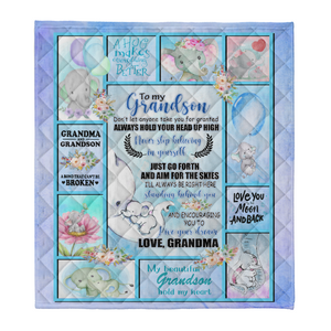 Gift For Grandson, Elephant To My Grandson Never Stop Believing In Yourself - Love From Grandma 1641351010229.png